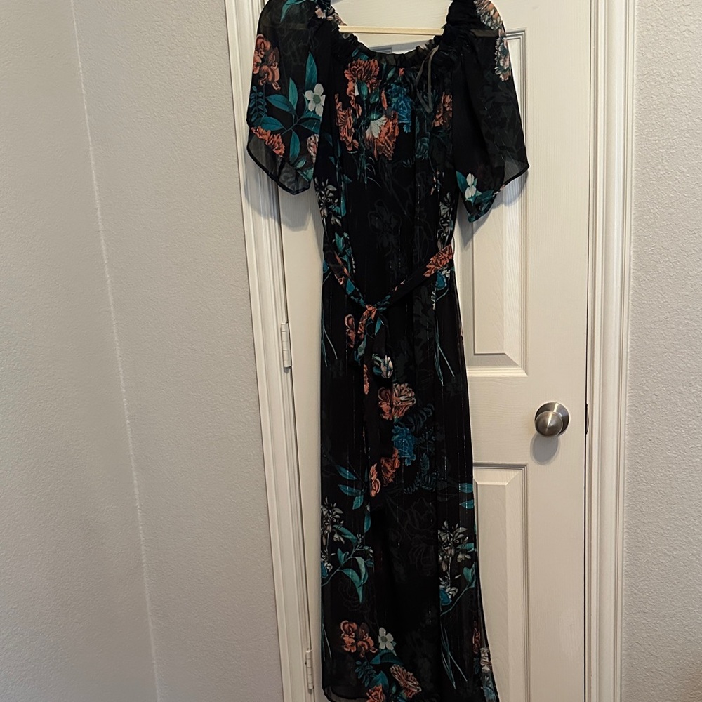 Floral Black Dress w/off the shoulder option